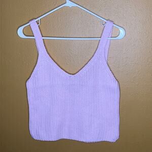 American Apparel Crop Top Pink V-Neck Sleeveless Sweater New XS